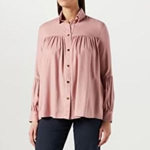 Love Moschino Women's Long-Sleeved Shirt with Golden Heart Shaped Buttons pink